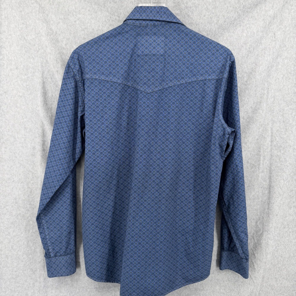 Rafter C Cowboy Collection Mens Blue Geometric Pearl Snap Western RC1810714R - Picture 11 of 12